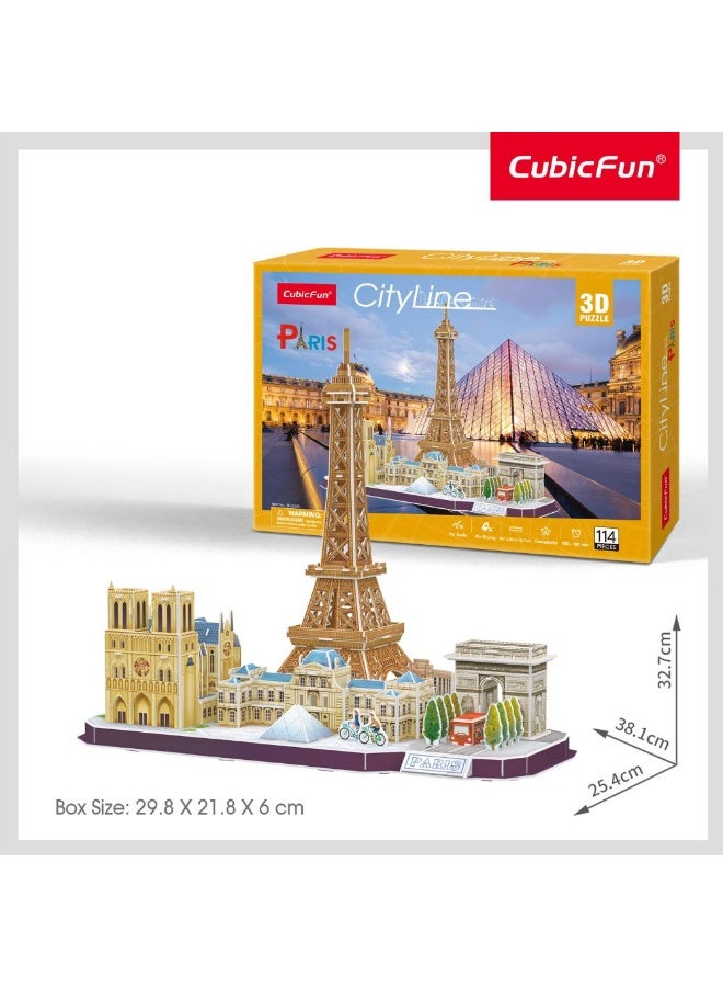 CubicFun Paris Skyline Building Model Puzzle Kit, 114 Pieces, MC254h - Image 2
