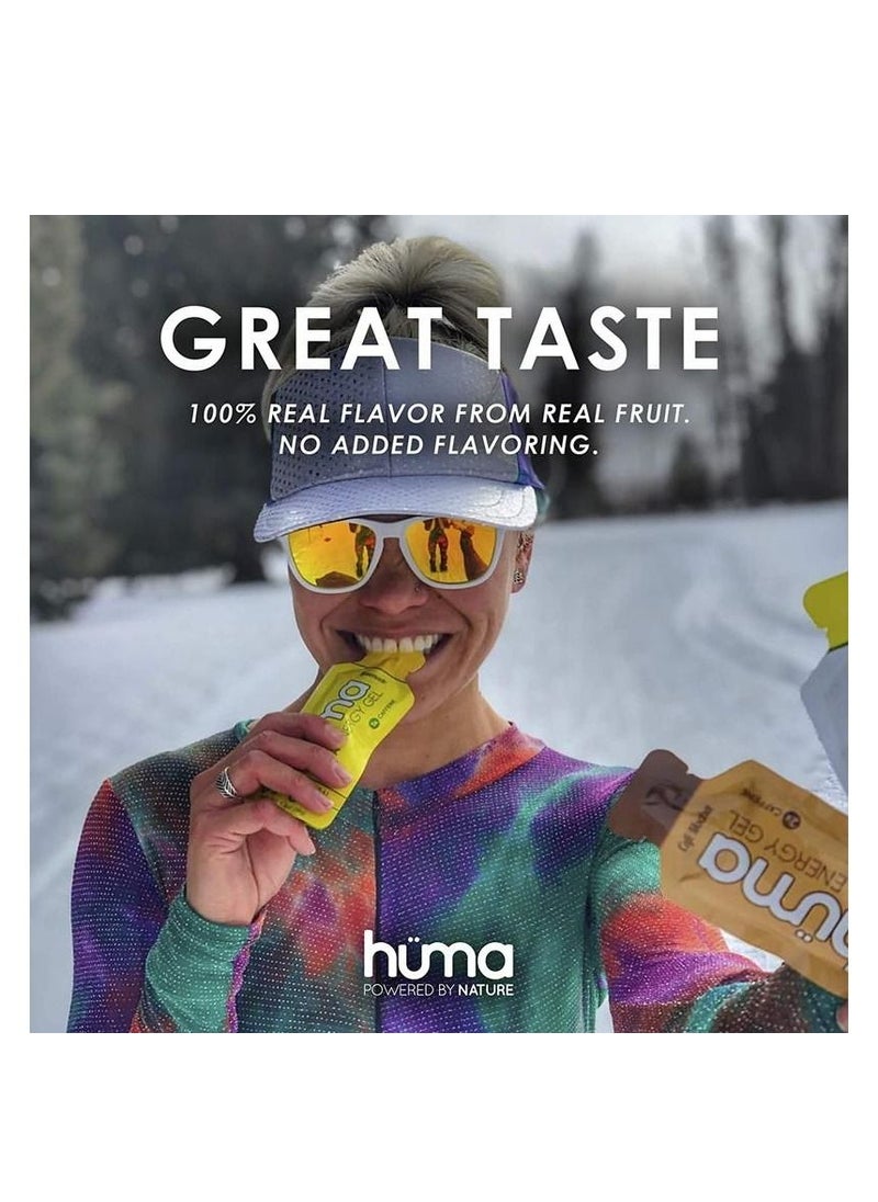 Huma - Huma Chia Energy Gel - Raspberries - 9 count x 42g - 21gr Carbs, 105mg Sodium, 1x Caffeine, 25mg Caffeine, 100% All Natural, Vegan, Gluten Free - Image 1