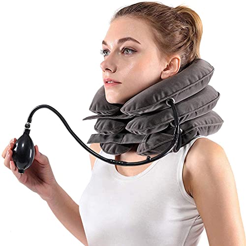 MEZON Polyester ARURA (Label) Cervical Neck Traction Device for Neck Pain Relief - Inflatable & Adjustable Neck Stretcher Neck Support Brace Neck Pillow Neckline Pillow (Multicolor) - Image 1