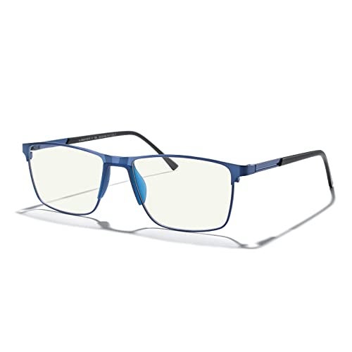 MERRY'S Fashion Blue Light Blocking Glasses - Reading Glasses Metal Frame Spring Hinge Readers for Men Eyeglasses (Blue-52MM, 2.00) - Image 1