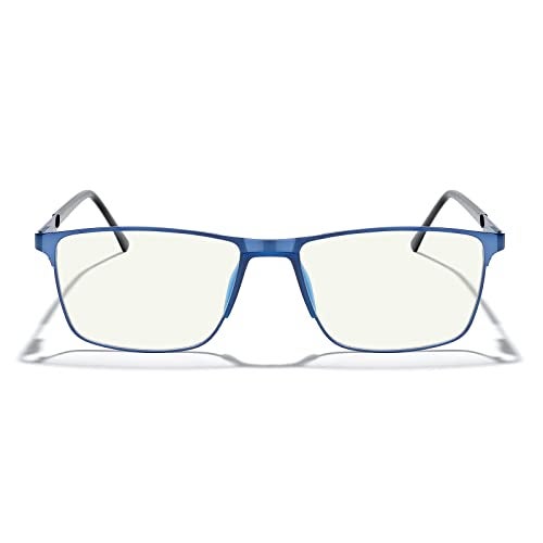 MERRY'S Fashion Blue Light Blocking Glasses - Reading Glasses Metal Frame Spring Hinge Readers for Men Eyeglasses (Blue-52MM, 2.00) - Image 2