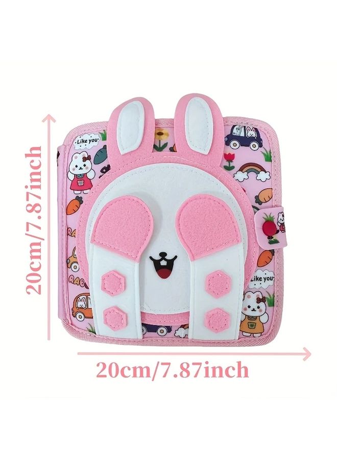 كتاب الأرنب الوردي المشغول من اللباد، لعبة تعليمية تفاعلية ثلاثية الأبعاد منبثقة للأطفال - Image 1