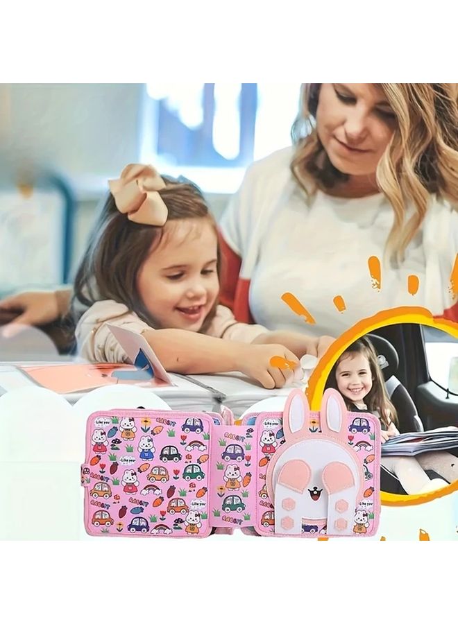 كتاب الأرنب الوردي المشغول من اللباد، لعبة تعليمية تفاعلية ثلاثية الأبعاد منبثقة للأطفال - Image 2