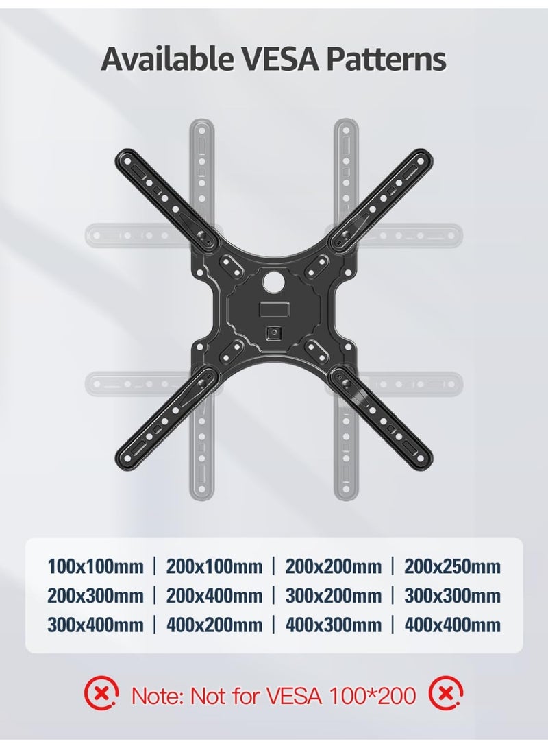 آسي بلاي حامل جداري متحرك للتلفزيون مقاس 26–60 بوصة، قابل للدوران والإمالة، أقصى ‎VESA 400x400‎ مم، تصميم موفر للمساحة، مناسب للشاشات حتى ‎35‎ كجم - Image 3