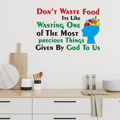 CVANU Don't Waste Food_God to Us Quotes Kitchen Wall Sticker Waterproof Vinyl for Wall Decor Kitchen, Hotel, Canteen Multicolour Size(24inch X 36inch)_C21 - Image 1