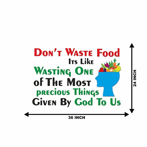 CVANU Don't Waste Food_God to Us Quotes Kitchen Wall Sticker Waterproof Vinyl for Wall Decor Kitchen, Hotel, Canteen Multicolour Size(24inch X 36inch)_C21 - Image 4