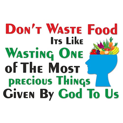CVANU Don't Waste Food_God to Us Quotes Kitchen Wall Sticker Waterproof Vinyl for Wall Decor Kitchen, Hotel, Canteen Multicolour Size(24inch X 36inch)_C21 - Image 2