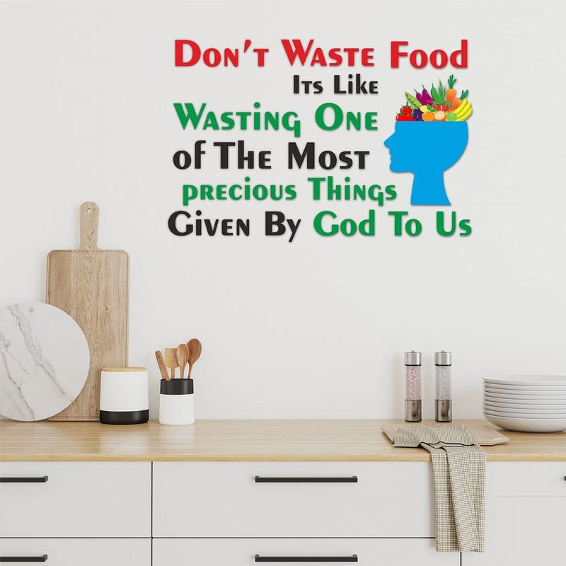 CVANU Don't Waste Food_God to Us Quotes Kitchen Wall Sticker Waterproof Vinyl for Wall Decor Kitchen, Hotel, Canteen Multicolour Size(24inch X 36inch)_C21 - Image 5