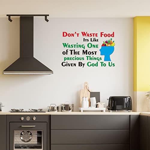 CVANU Don't Waste Food_God to Us Quotes Kitchen Wall Sticker Waterproof Vinyl for Wall Decor Kitchen, Hotel, Canteen Multicolour Size(24inch X 36inch)_C21 - Image 3