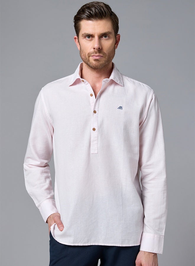 Mannerism The Blushing Tone Pink Linen Shirt with Gentle Warmth - Image 1