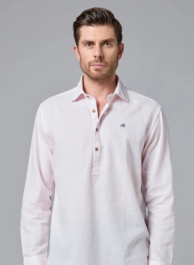 Mannerism The Blushing Tone Pink Linen Shirt with Gentle Warmth