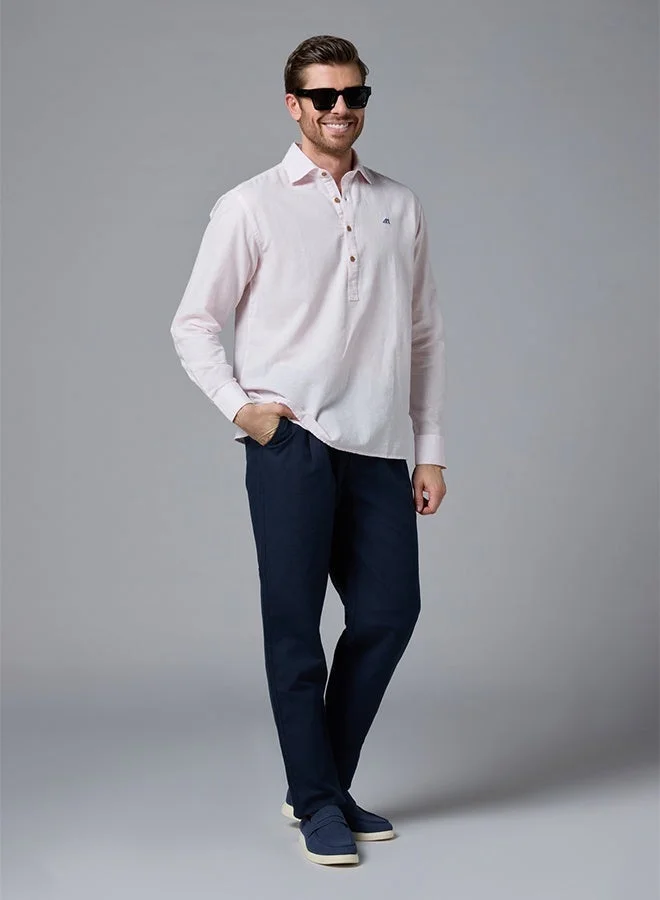 تكلف The Blushing Tone Pink Linen Shirt with Gentle Warmth