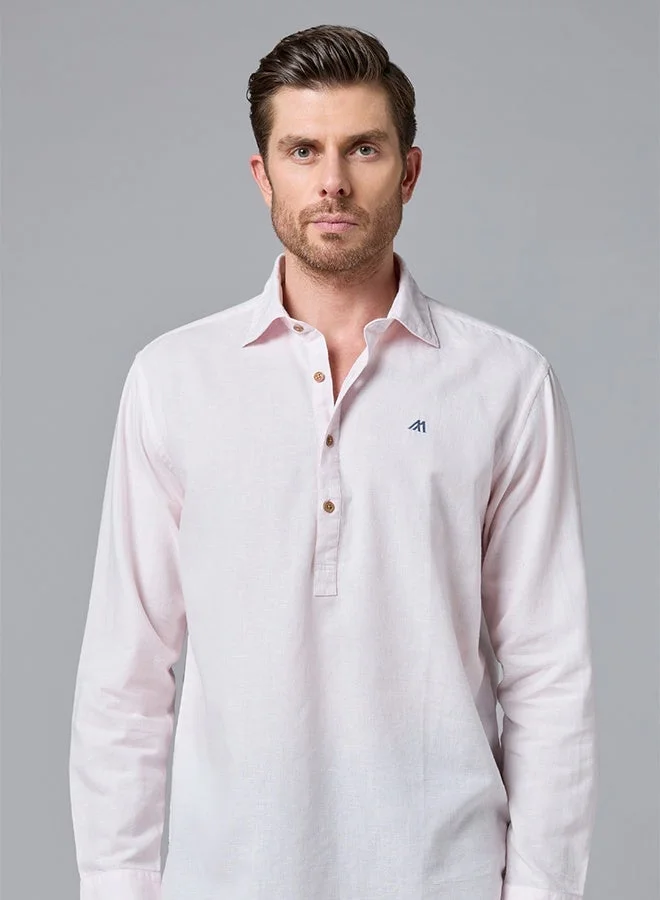 تكلف The Blushing Tone Pink Linen Shirt with Gentle Warmth