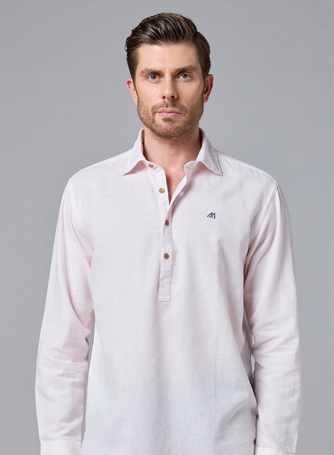 Mannerism The Blushing Tone Pink Linen Shirt with Gentle Warmth - Image 1