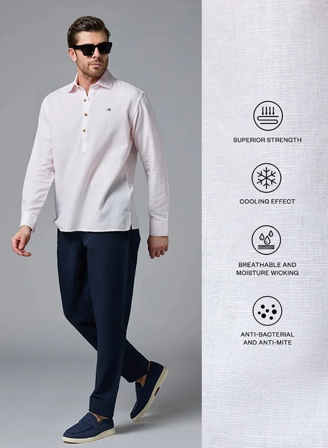 MANNERISM  The Blushing Tone Pink Linen Shirt with Gentle Warmth for Men | Best Price UAE