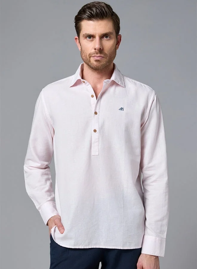 MANNERISM  The Blushing Tone Pink Linen Shirt with Gentle Warmth for Men | Best Price UAE