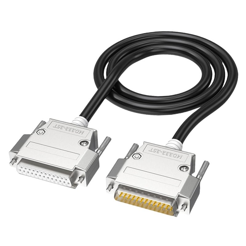 DB25 ذكر أنثى كابل تمديد RS232 26AWG مزدوج التدريع أسود - Image 1