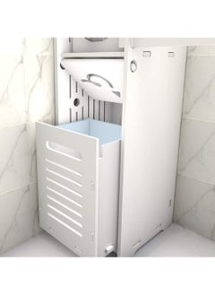 LINGWEI Bathroom Multi-Level Corner Cabinet, Bathroom Toilet Paper Holder, Floor Standing Freestanding Bathroom Storage Cabinet, Organize Shelf, with Trash Can  - Image 3