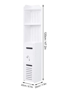 LINGWEI Bathroom Multi-Level Corner Cabinet, Bathroom Toilet Paper Holder, Floor Standing Freestanding Bathroom Storage Cabinet, Organize Shelf, with Trash Can  - Image 4