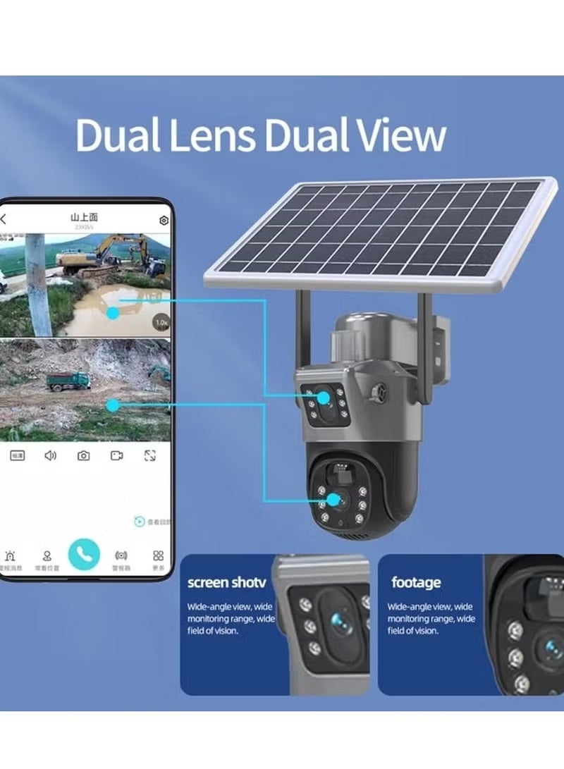 ELTRAZONE 4G LTE Solar Dual-Lens Outdoor Security Camera – Built-In Battery, Motion Detection, Two-Way Audio, Full-Color Night Vision, Waterproof Design, 360° Mobile App Monitoring - Image 1