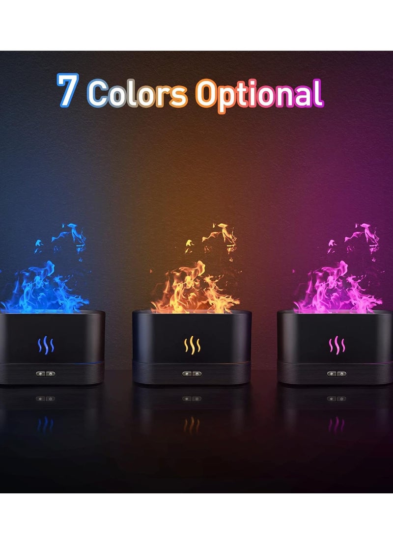 Colorful Flame Air Aroma Diffuser Humidifier, Upgraded 7 Flame Colors Noiseless Essential Oil Diffuser For Home,Office,Yoga With Auto-Off Protection 180Ml (8Hours Black)  - Image 2