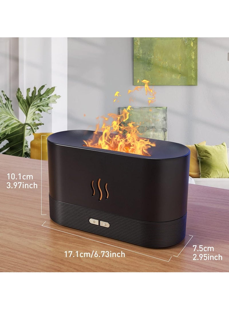 Colorful Flame Air Aroma Diffuser Humidifier, Upgraded 7 Flame Colors Noiseless Essential Oil Diffuser For Home,Office,Yoga With Auto-Off Protection 180Ml (8Hours Black)  - Image 3