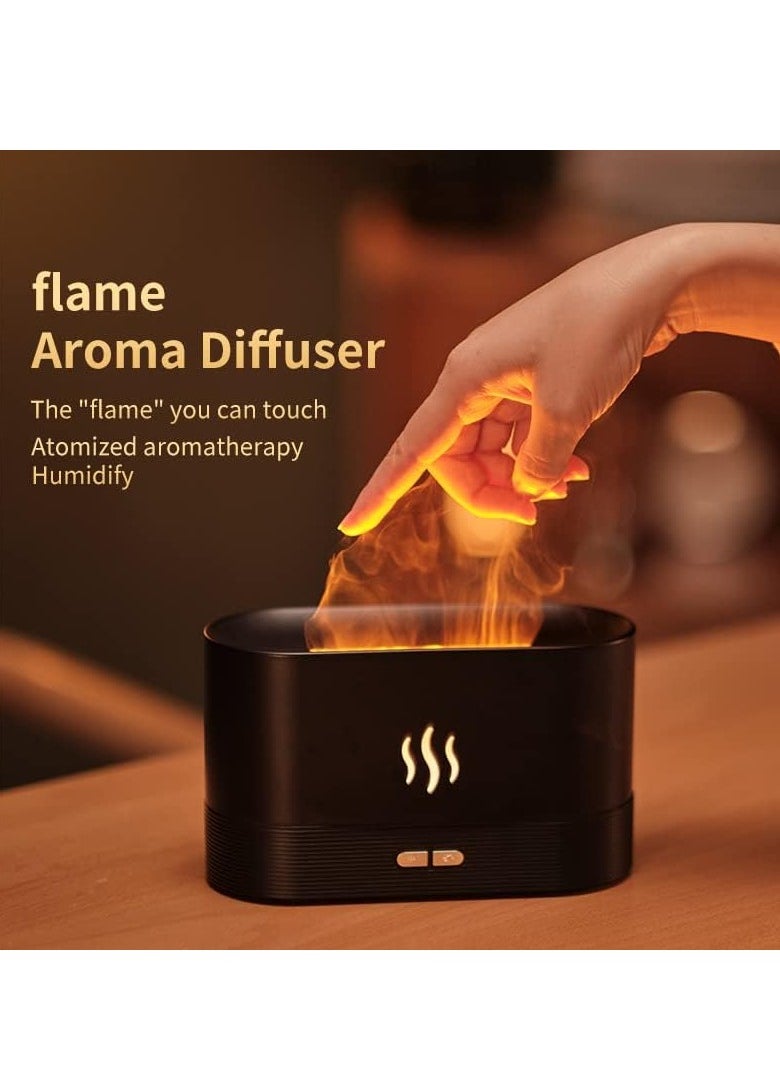 Colorful Flame Air Aroma Diffuser Humidifier, Upgraded 7 Flame Colors Noiseless Essential Oil Diffuser For Home,Office,Yoga With Auto-Off Protection 180Ml (8Hours Black)  - Image 4