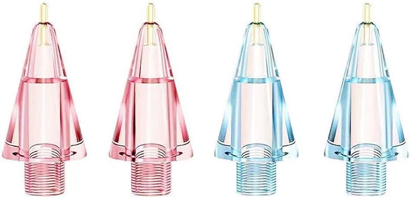 KASTWAVE 4 Pack Upgraded Longer Pencil Tips Compatible with Apple Pencil 1st Gen & 2nd Generation, No Wear Out, Noiseless, Fine Point Precise Control Apple Pencil Tip (Clear Pink and Clear Blue) - Image 1