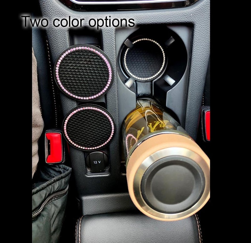 Muzioiernsu Bling Car Cup Coaster, 2.75 Inch Anti Slip Shockproof Embedded Drink Mat, Dustproof Automotive Interior Accessories Mat, Universal for Vehicles, Trucks, RVs and More (Black 4 PCS) - Image 4