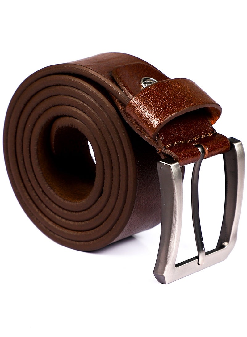Andora Textured Pattern Men Belt - Brown - Image 1