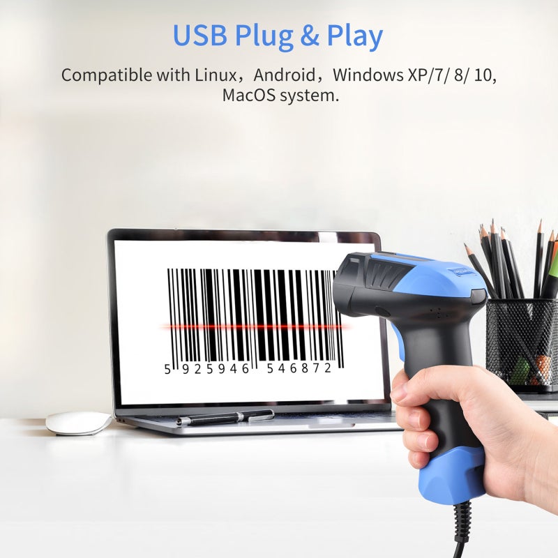 ماسح الباركود المحمول USB 1D 2D QR PDF417 لقارئ الباركود للسوبر ماركت والمستودع والمكتبة - Image 5