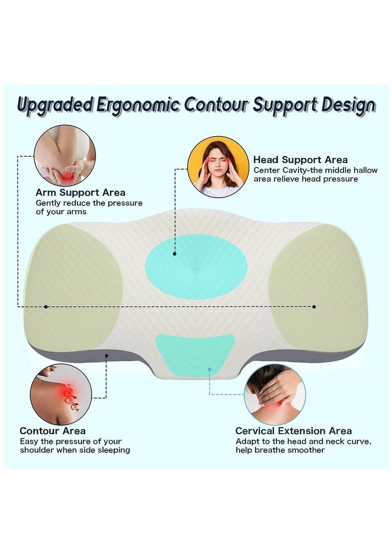 Hihonor Neck Pillow, Resilient Memory Foam Pillow for Sleeping, Ergonomic Orthopedic Neck Contour Support Pillow for Side Sleepers, Back Sleepers, and Tummy Sleepers - Navy Blue - Image 2