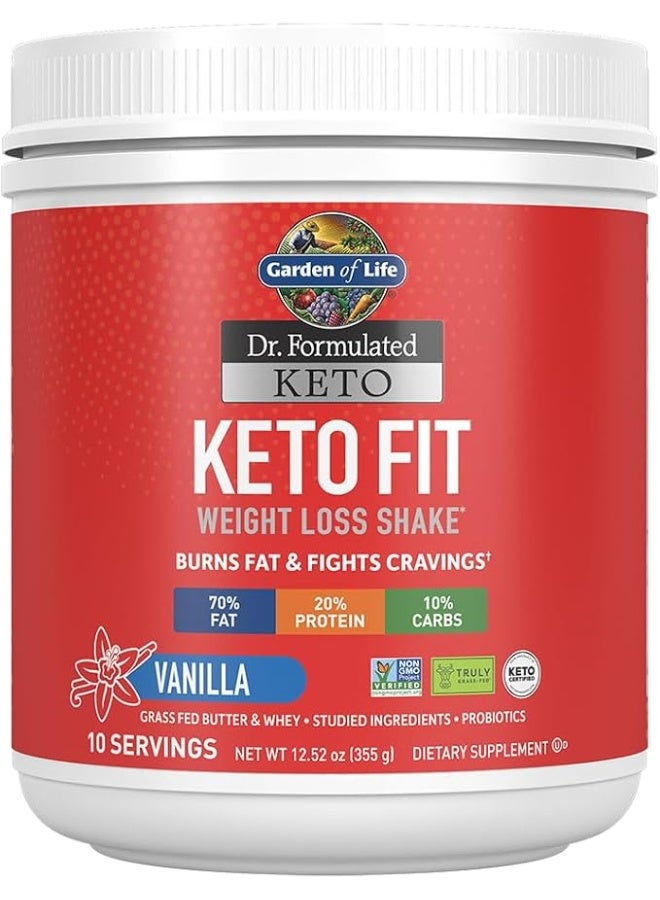 Garden of Life Dr. Formulated Keto Fit Weight Loss Shake - Vanilla Powder, 10 Servings, Truly Grass Fed Butter & Whey Protein, Studied Ingredients & Probiotics, Non-GMO, Gluten Free, Ketogenic, Paleo - Image 1