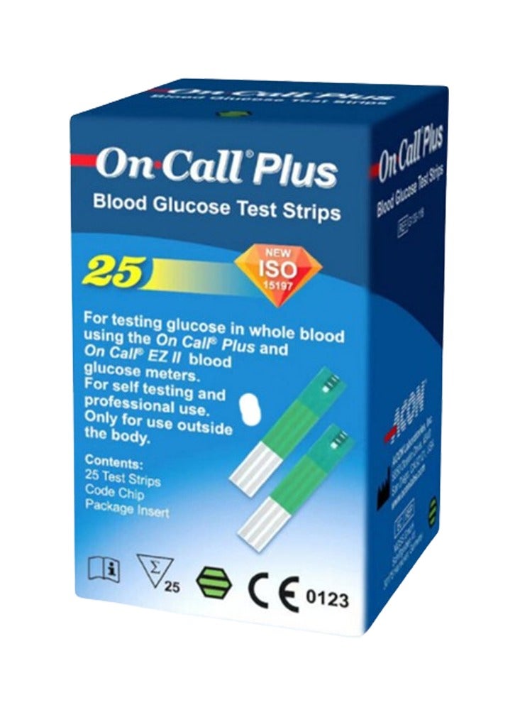 on Call Plus Blood Glucose Test Strips – 25 PCS – Compact, Accurate, Easy to Use - Image 1