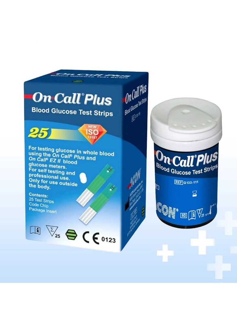on Call Plus Blood Glucose Test Strips – 25 PCS – Compact, Accurate, Easy to Use - Image 3