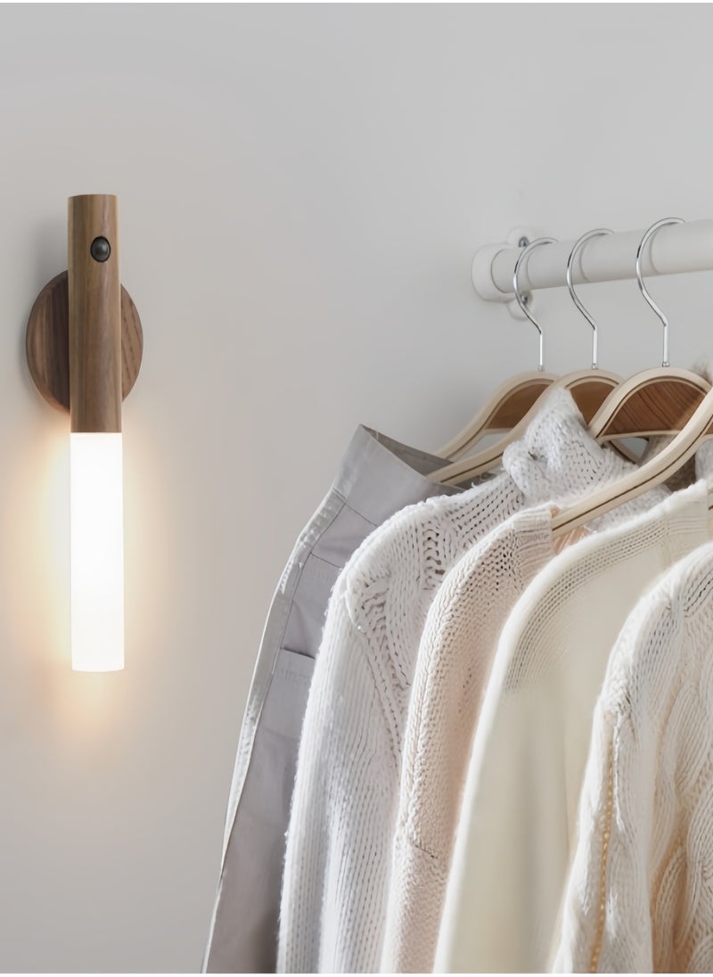 Motion Sensor Night Lights Magnet Body Sensor Hallway, Rechargeable Led Light Portable Stairway, Wooden Wall Sconce Battery Powered Cabinet Lights