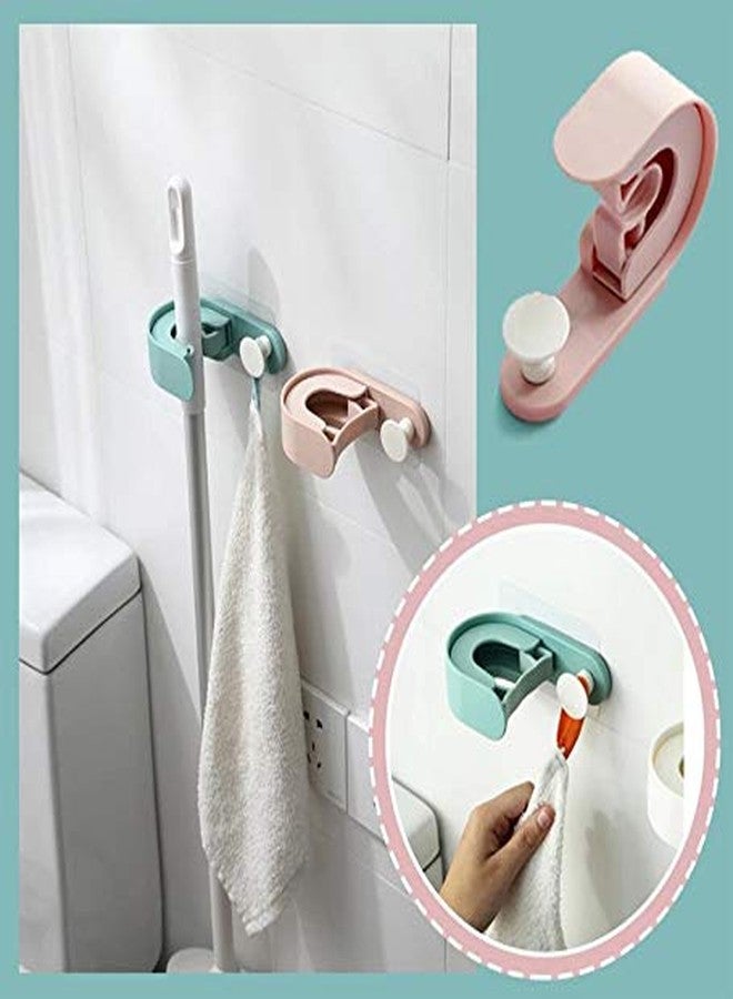 US1984 2-In-1 Wall Mounted Mop & Broom Hanger Holder Organizer, for Kitchen, Bathroom Garage and Garden - Image 3