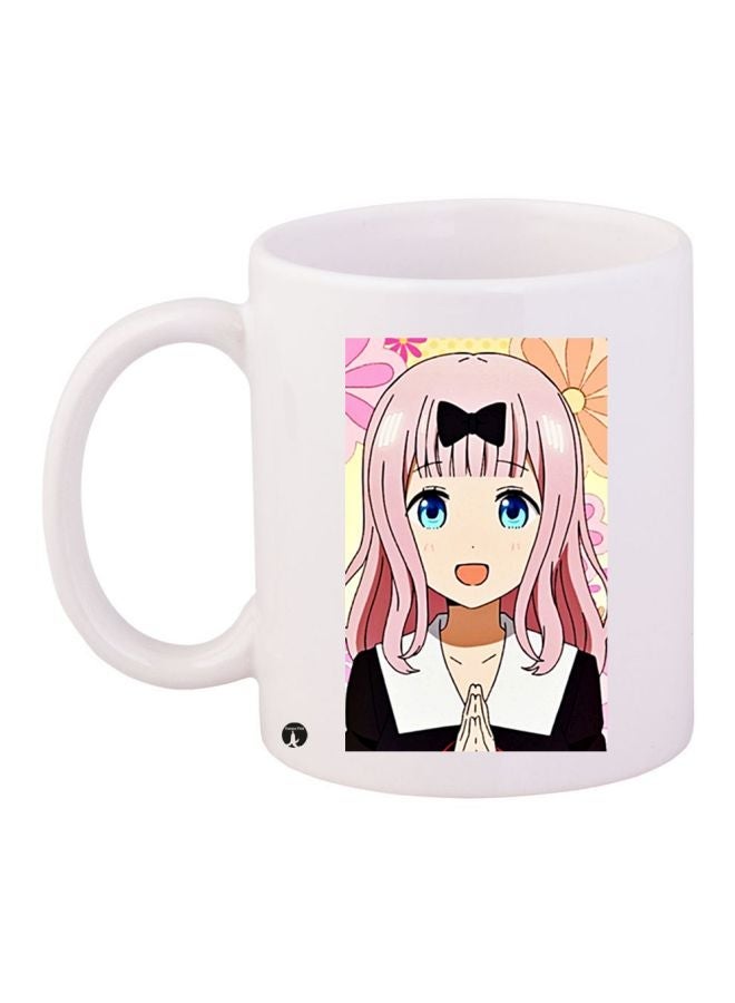 RYN Anime Printed Coffee Mug White/Beige/Pink 11ounce