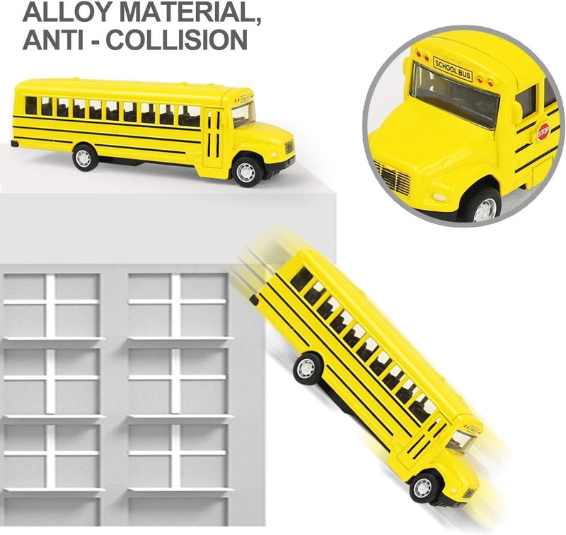 Coolplay Mini Toy Car Simulation Alloy Puck Back School Bus for Kids, Die Cast Vechile Model Educational Toys for Boy and Girl - Image 4