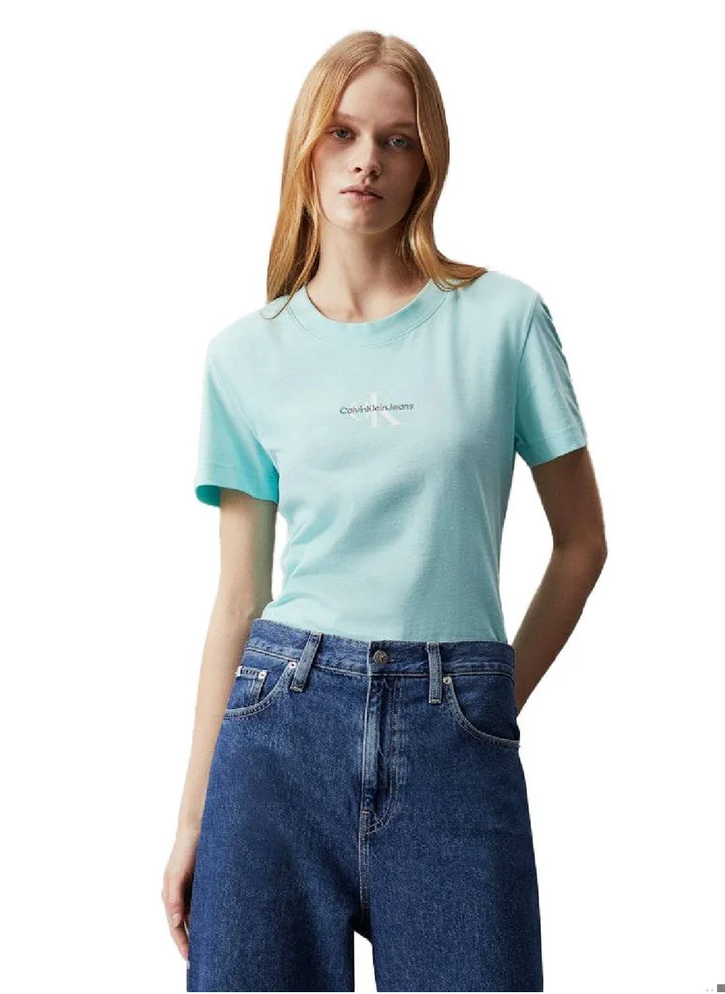 Calvin Klein Jeans Women's Slim Monogram T-Shirt -  cotton jersey, Blue