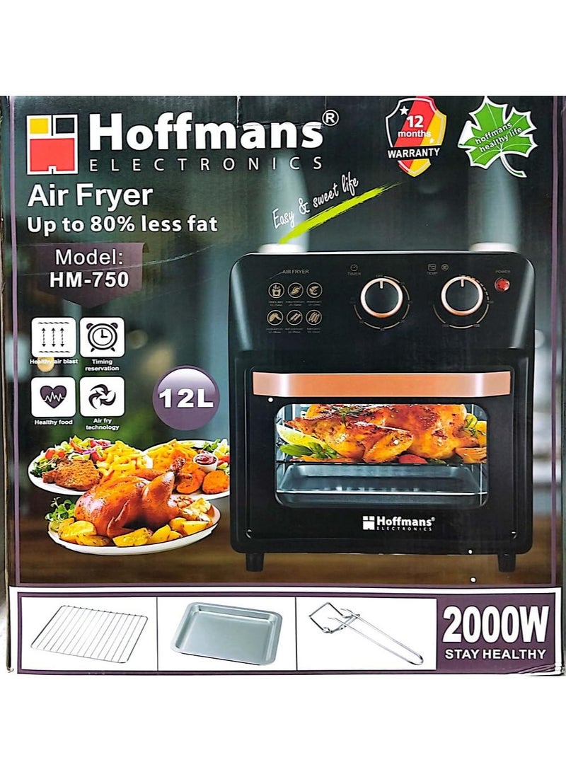 Hoffman's Appliance قلاية هوائية وفرن عميقة من هوفمانس 12 لتر بقدرة 2000 وات مقلاة صحية بدون زيت - HM-750 - Image 2