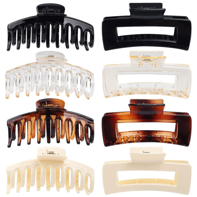 laxizar Claw Clip Hair Clip 8 Pack 4.3 Ihch Rectangular Hair Clips for Women Girls Large Hair Jaw Clips Hair Clamps - Image 1