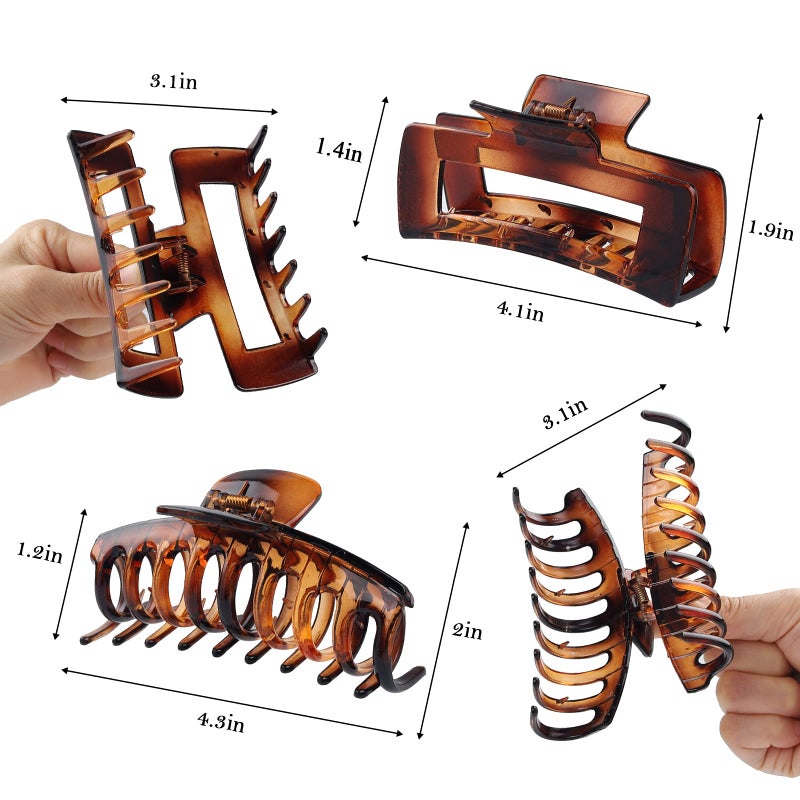 laxizar Claw Clip Hair Clip 8 Pack 4.3 Ihch Rectangular Hair Clips for Women Girls Large Hair Jaw Clips Hair Clamps - Image 2