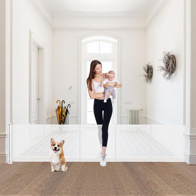 Bingguz 24 Tall X 100 Extra Wide Short Dog Gates to Step Over Extra Long Short Pet Gate for Doorways Small Puppy Gates for The House Mesh Doggie Gates for Indoors Outdoor White - Image 2