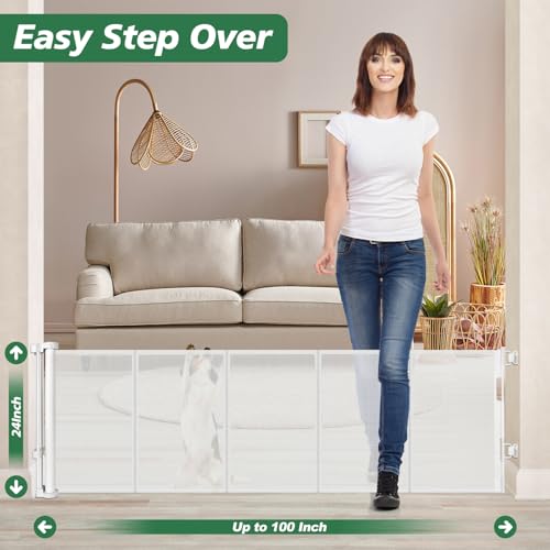 Bingguz 24 Tall X 100 Extra Wide Short Dog Gates to Step Over Extra Long Short Pet Gate for Doorways Small Puppy Gates for The House Mesh Doggie Gates for Indoors Outdoor White - Image 3