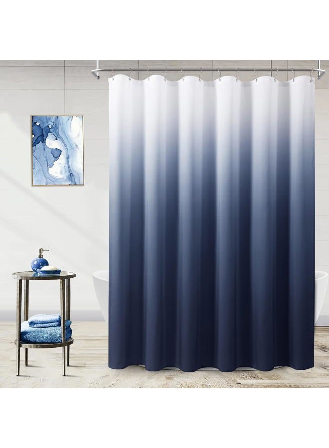 Naturoom Navy Blue and White Shower Curtains for Bathroom, Ombre Indigo Royal Light Blue Cloth Fabric Shower Curtain Set with 12 Hooks Royal Indigo Bathroom Decor 72 x 72 - Image 1