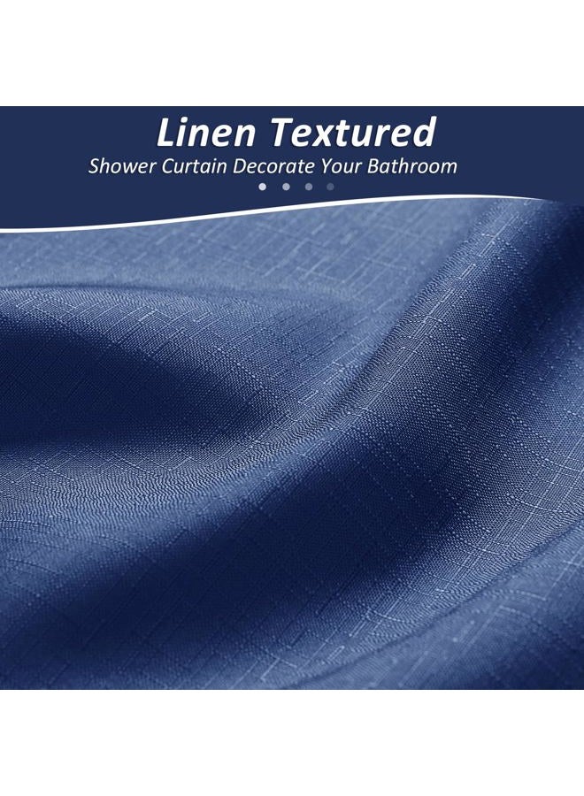 Naturoom Navy Blue and White Shower Curtains for Bathroom, Ombre Indigo Royal Light Blue Cloth Fabric Shower Curtain Set with 12 Hooks Royal Indigo Bathroom Decor 72 x 72 - Image 3