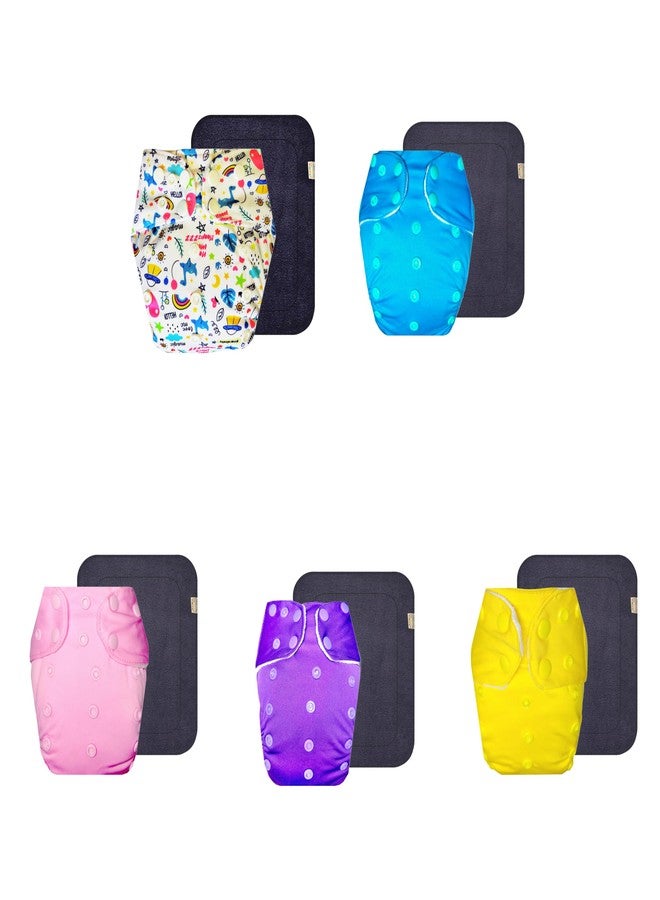 حفاضات دمبلدو القماشية الممتازة مع حشوة رمادية (عبوة من 5) | ناعمة ولطيفة | قابلة لإعادة الاستخدام والغسل | مناسبة للسفر | مصممة من قبل أمهات | من 3 أشهر إلى 3 سنوات | للجنسين - Image 1