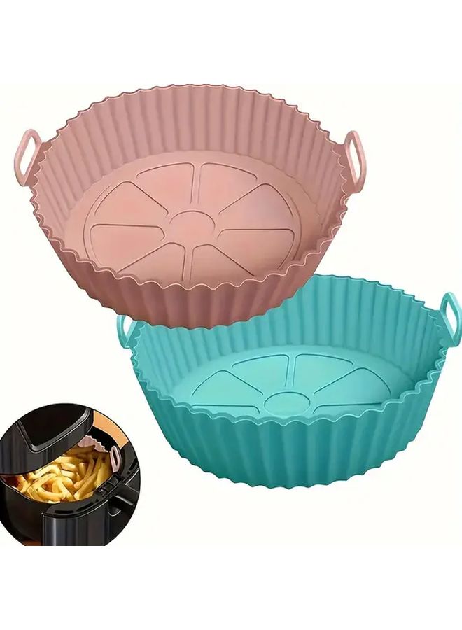 Lake Blue Reusable Silicone Air Fryer Liners Non Stick Food Safe Round Basket Accessories for 3QT to 5QT Air Fryers Healthy Cooking Baking Tool - Image 1