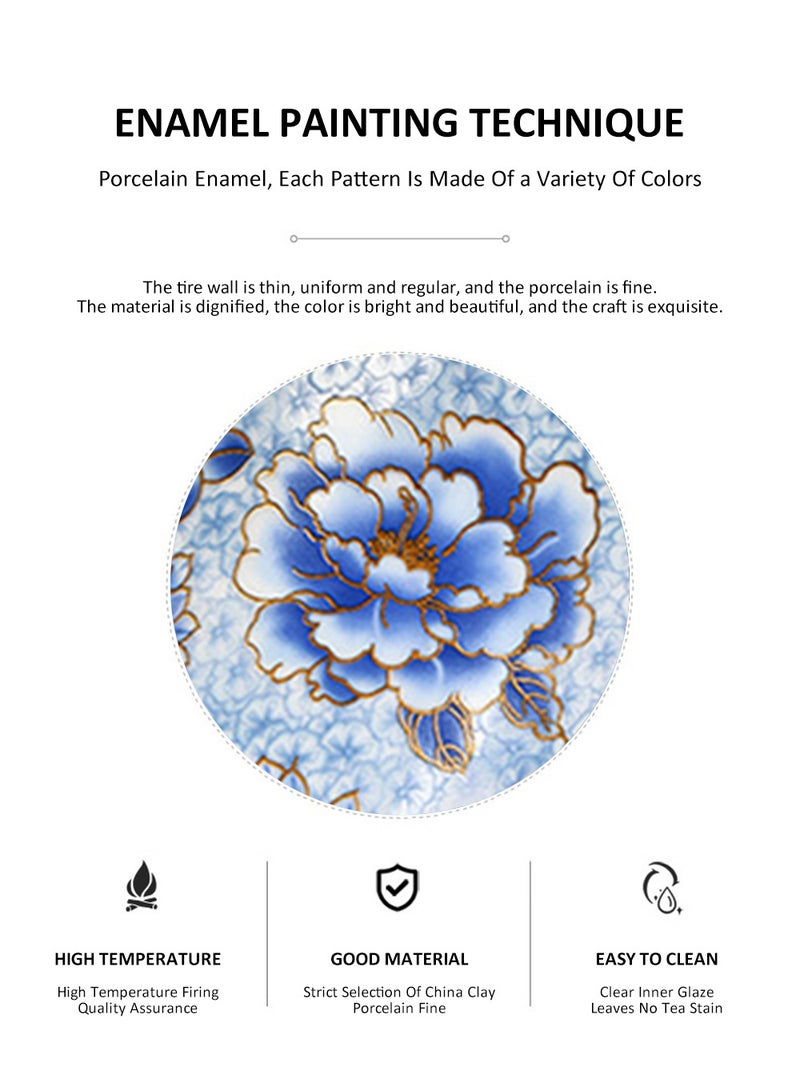 EzzySo 6 Ceramic Tea Cups with Gift Box Elegant Floral Enamel Porcelain Coffee Cup Set, Blue Flowers Teacup, Perfect for Home, Office, and Restaurant Use - Image 5